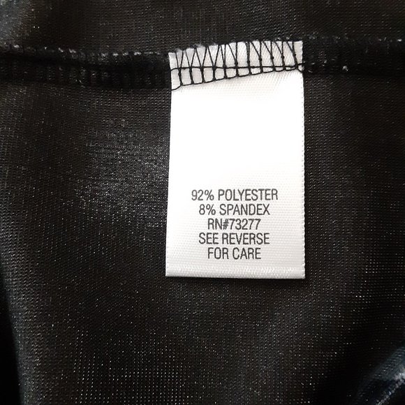 Black and Silver Velour Top PXL Pleated Front 3/4 Sleeve Baby Doll Blouse. - Picture 8 of 11